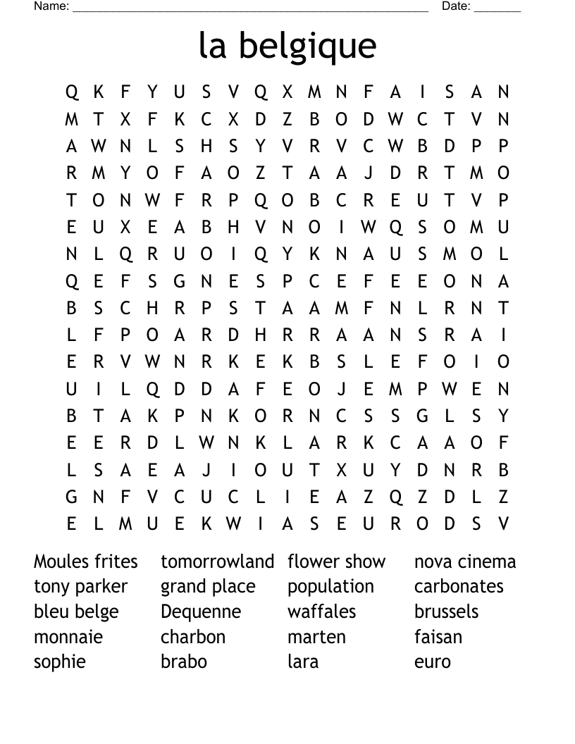 la belgique  Word Search