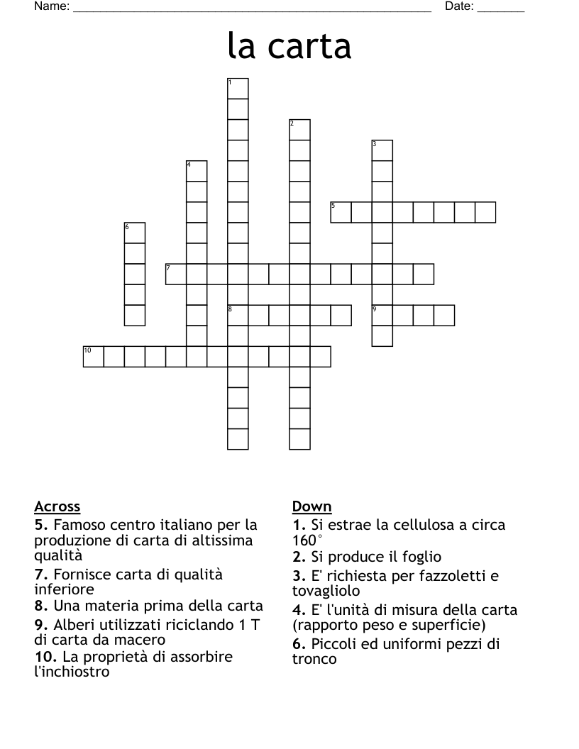 la carta Crossword