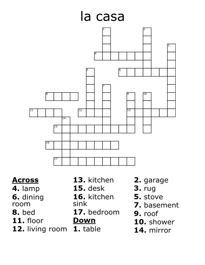 la casa Crossword