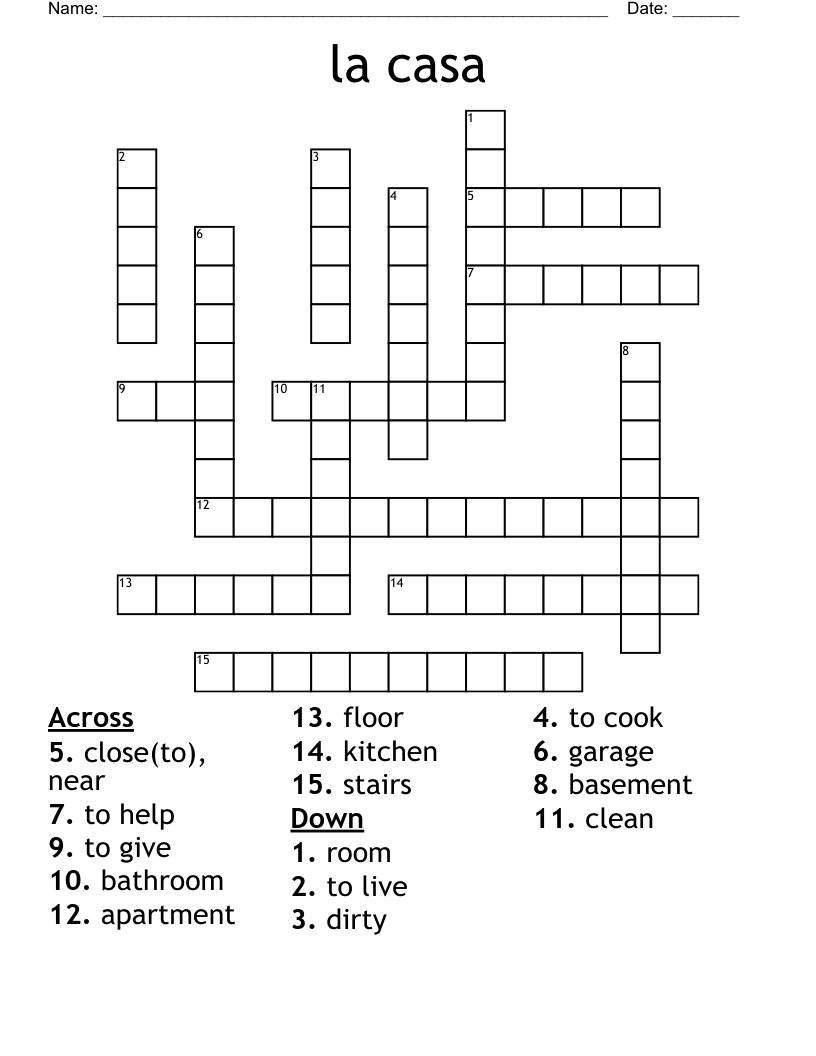la casa  Crossword