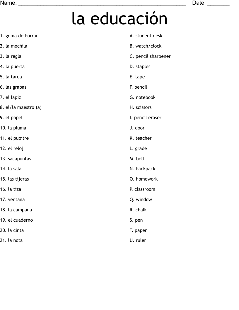 la educación Worksheet