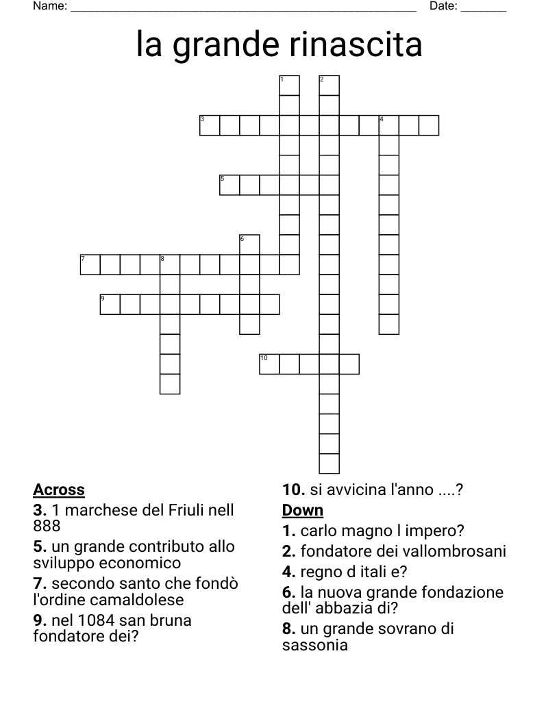 la grande rinascita  Crossword