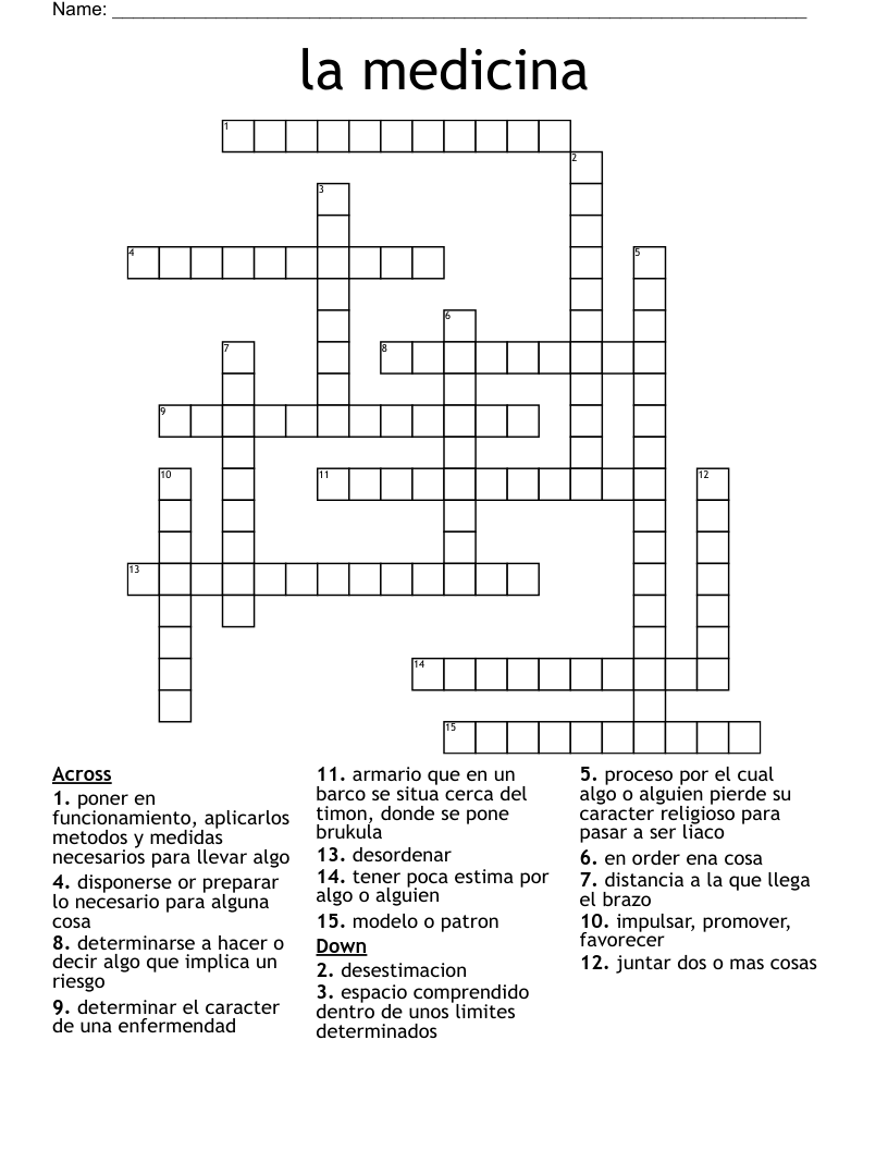 la medicina Crossword