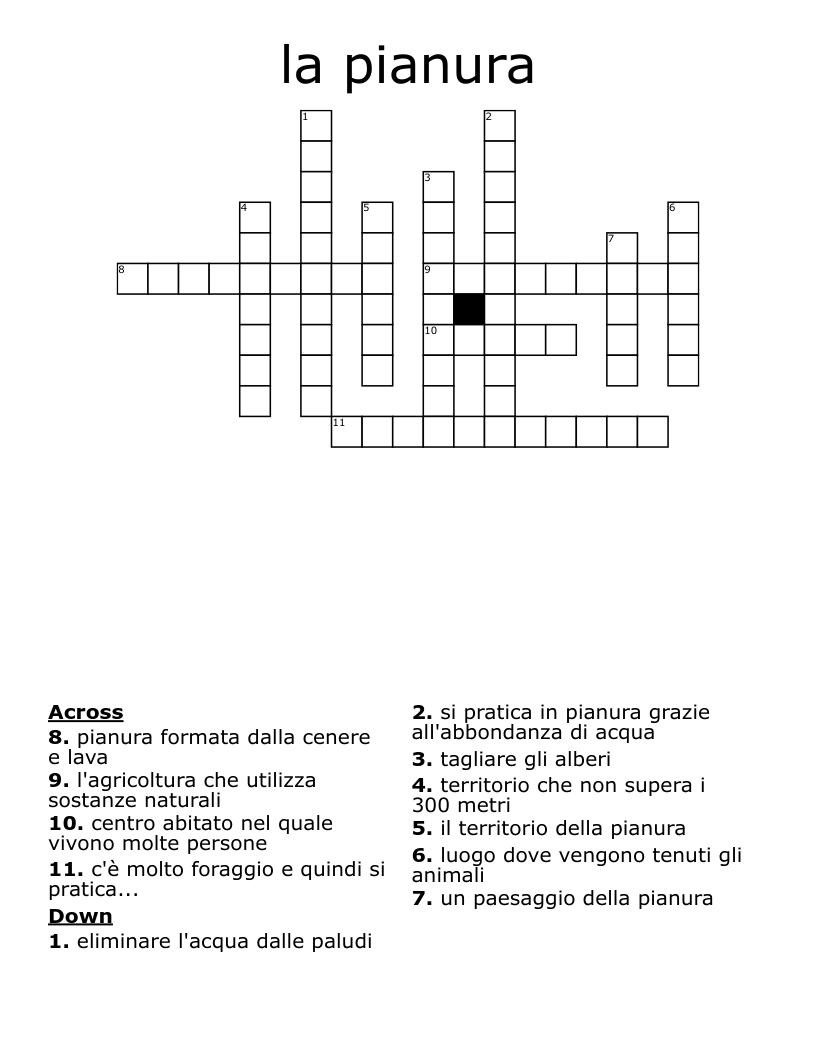 la pianura Crossword