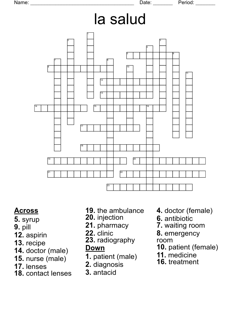 la salud Crossword