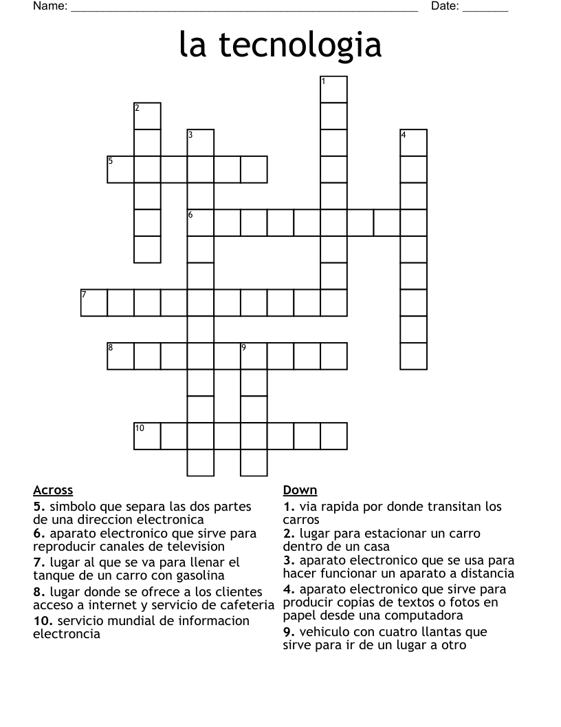 la tecnologia Crossword