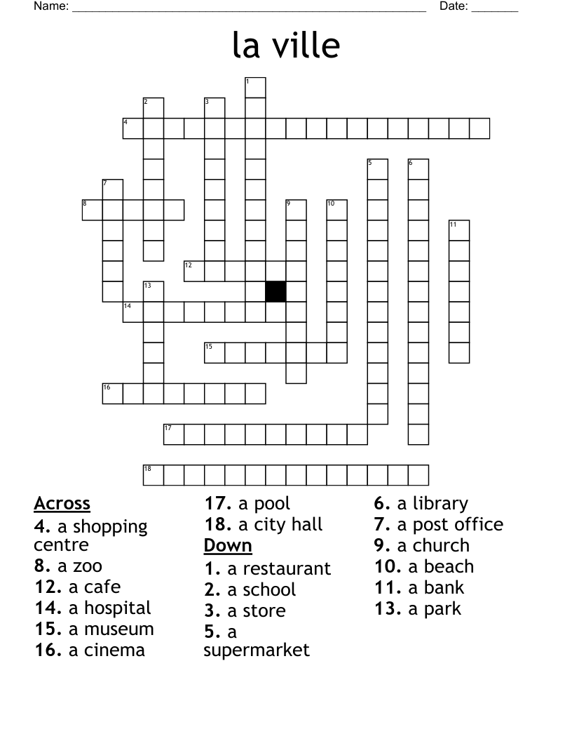 la ville Crossword
