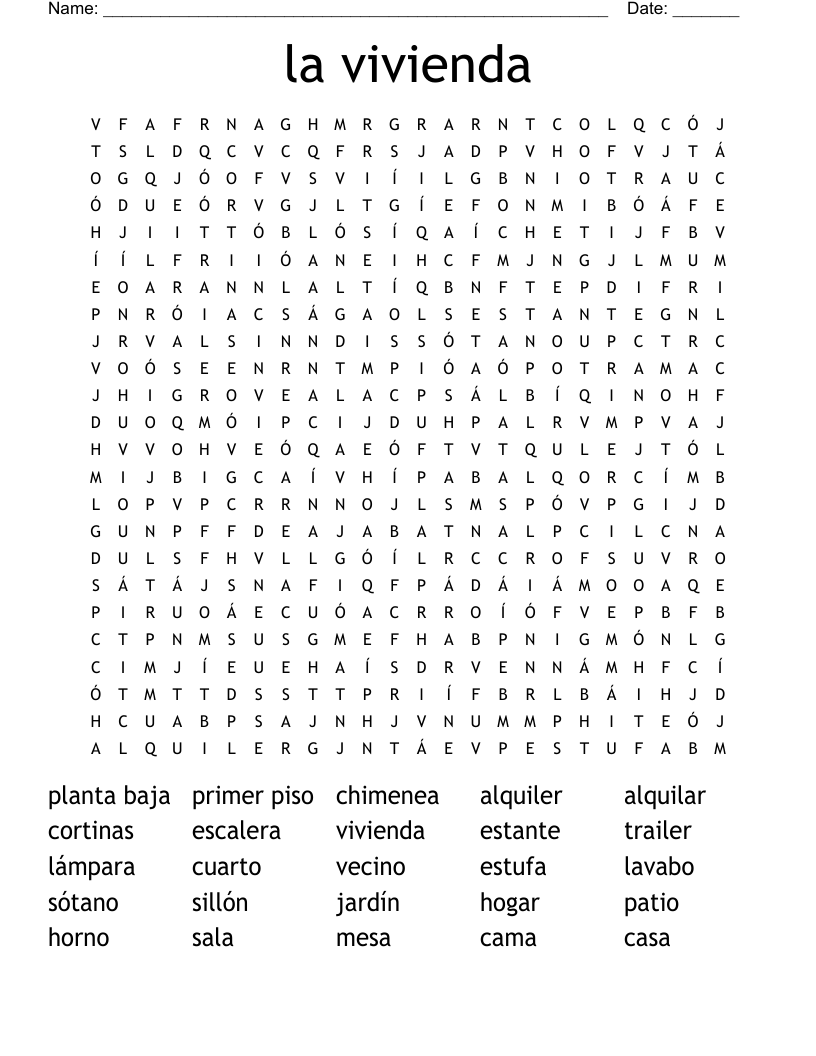 la vivienda Word Search