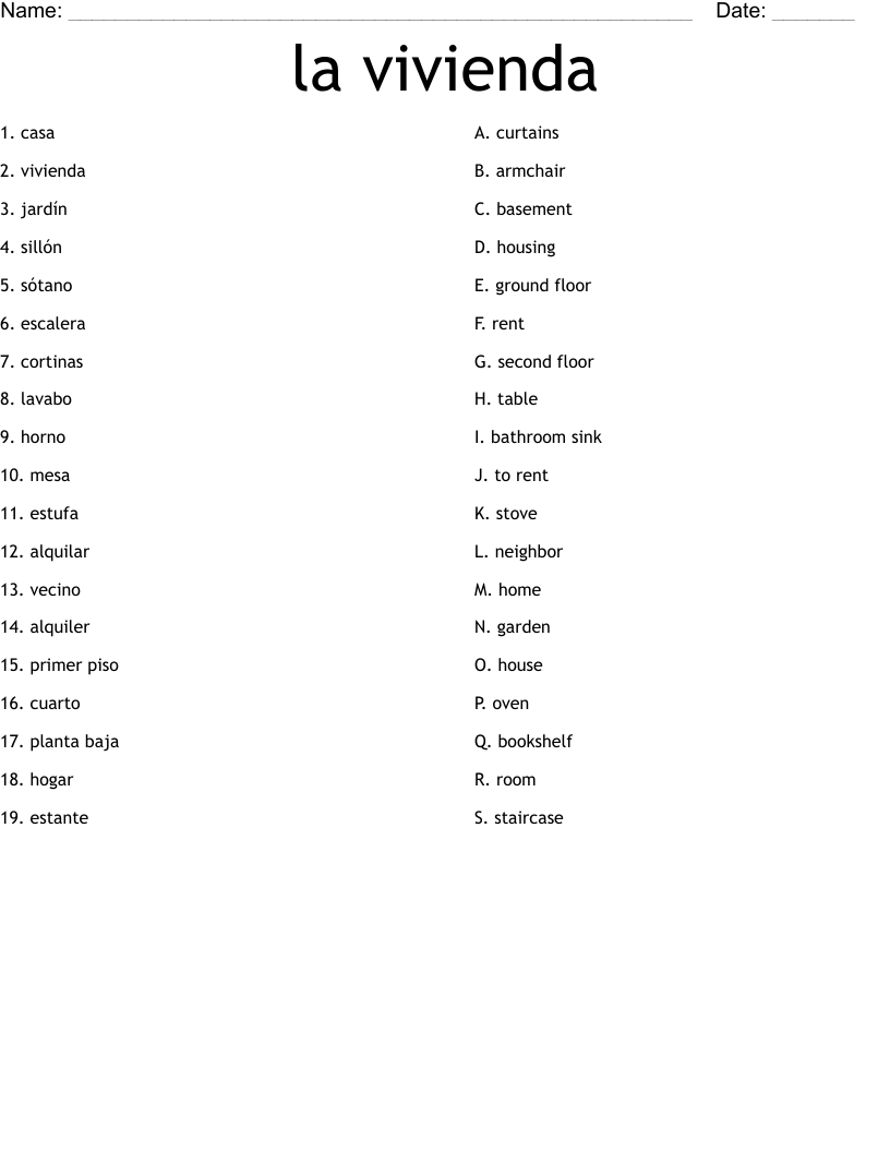 la vivienda Worksheet
