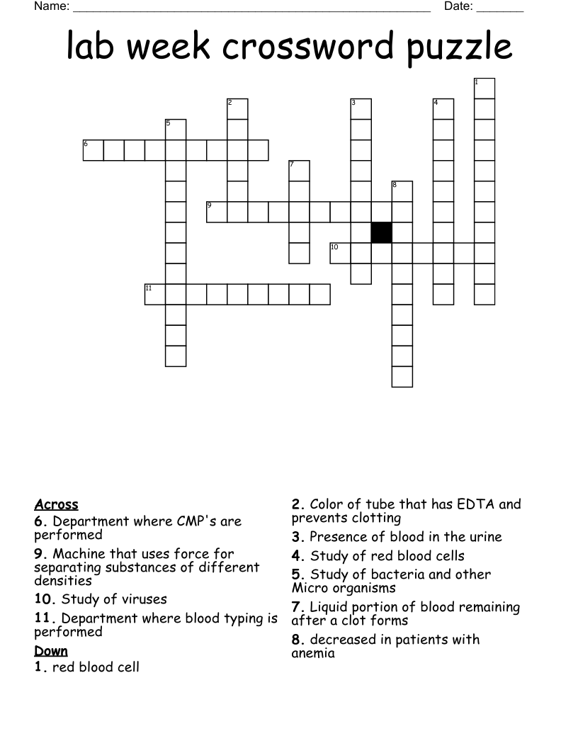 lab week crossword puzzle 