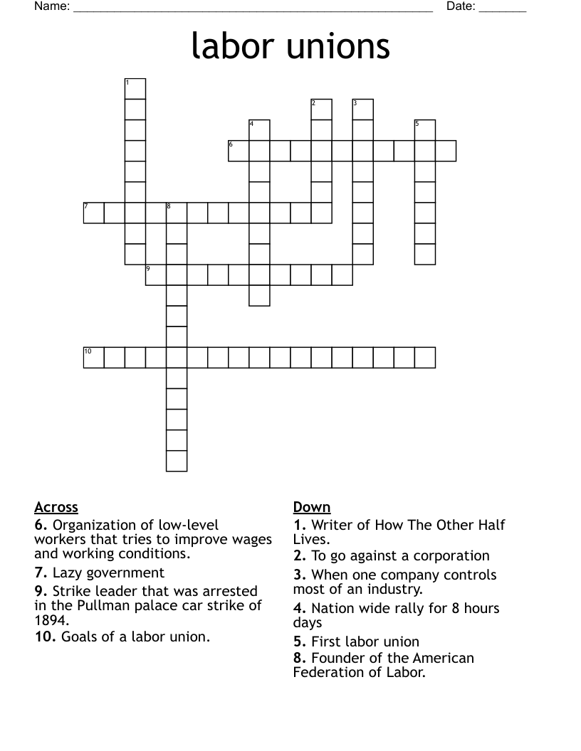 labor unions Crossword