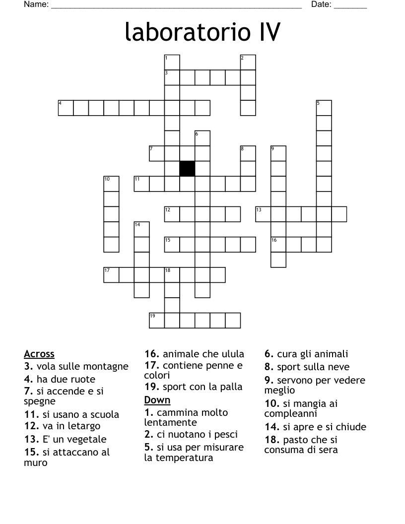 laboratorio IV Crossword