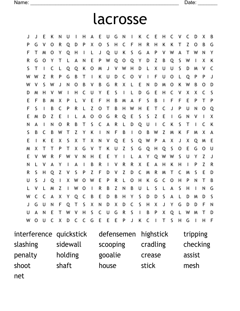 lacrosse Word Search