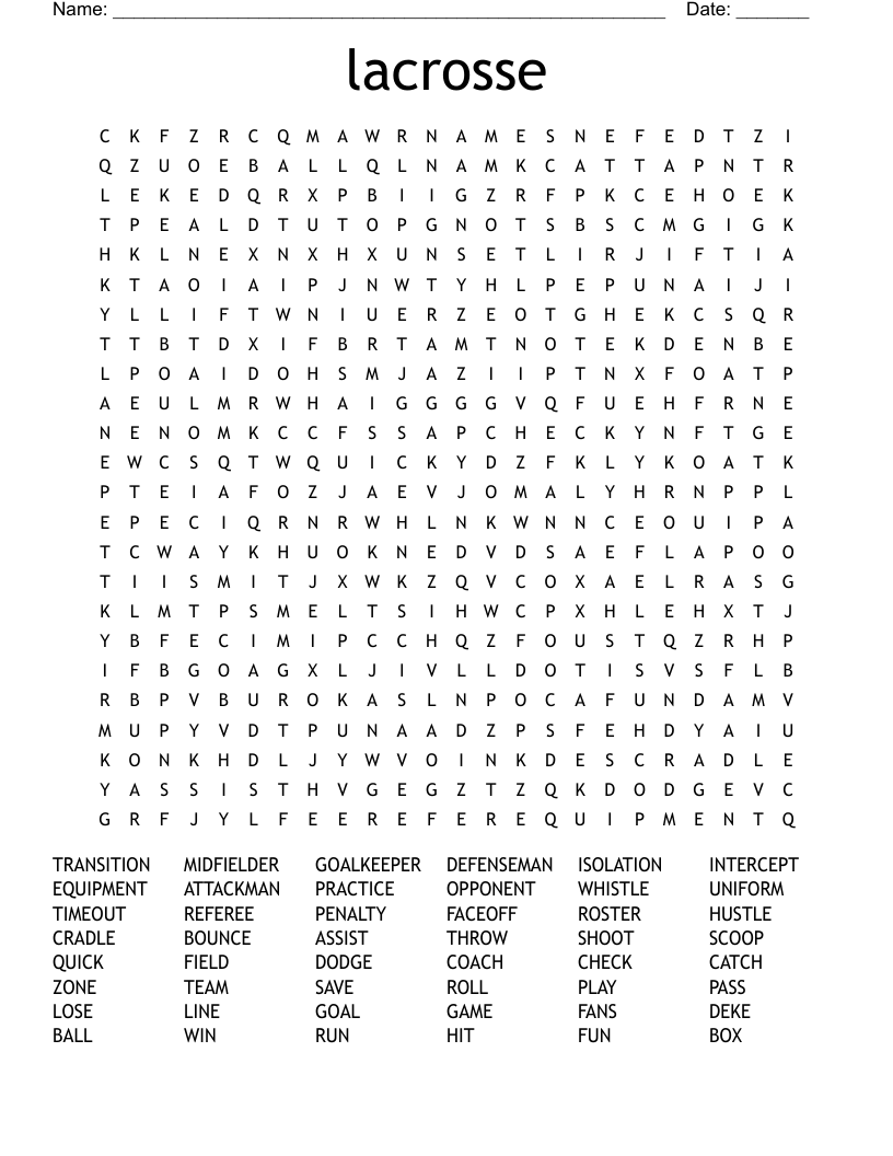 lacrosse Word Search