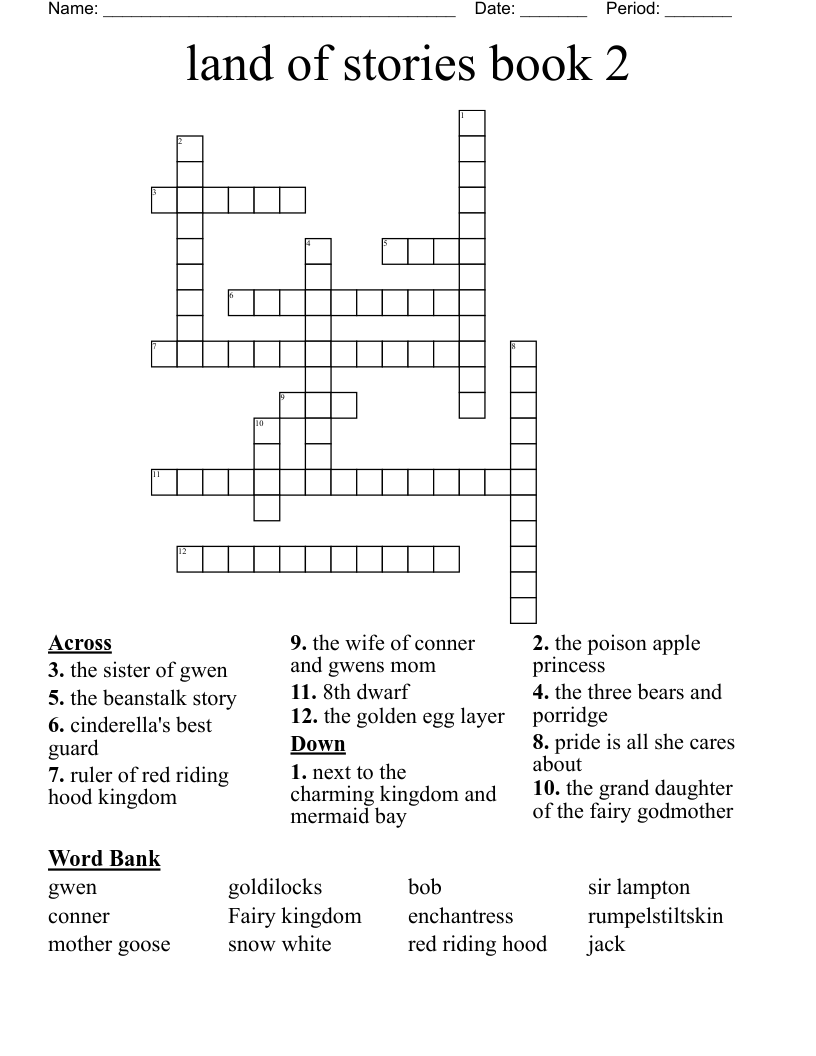 land of stories book 2 Crossword