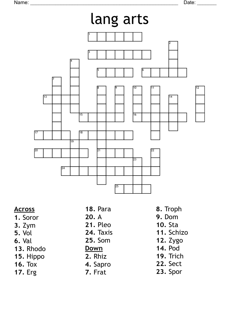 lang arts Crossword