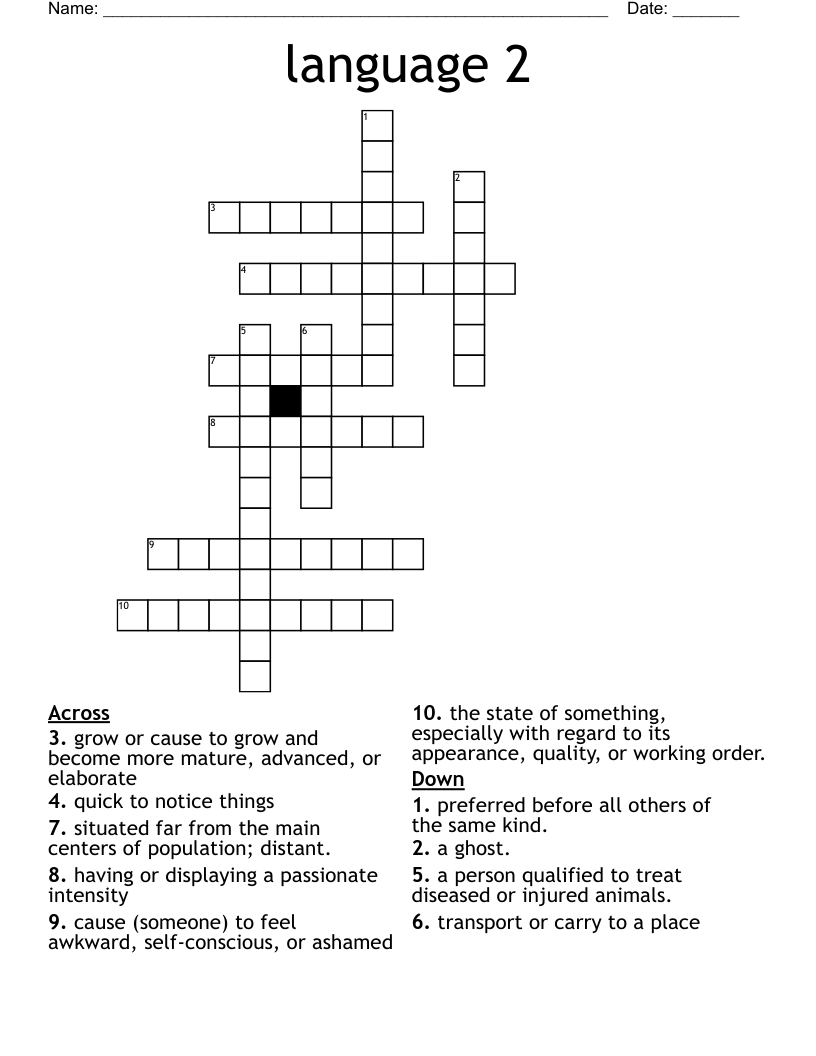 language 2 Crossword