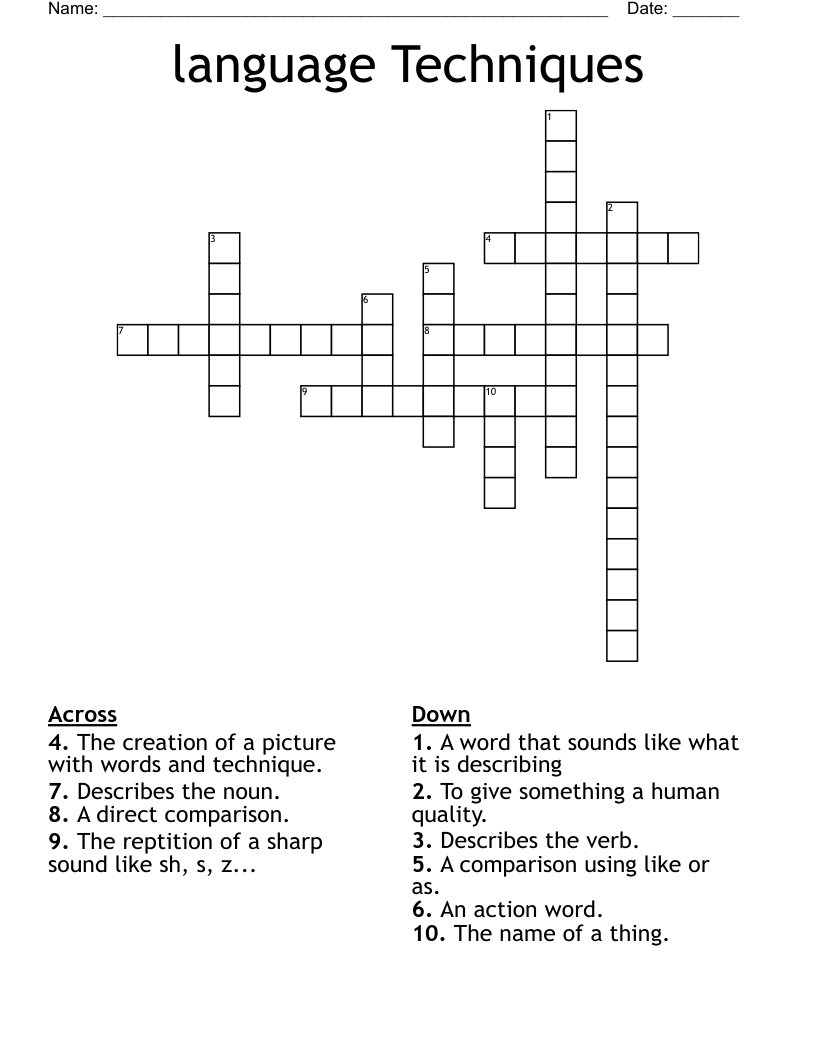language Techniques Crossword