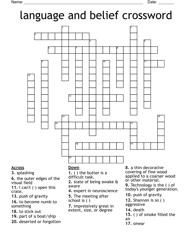 language and belief crossword