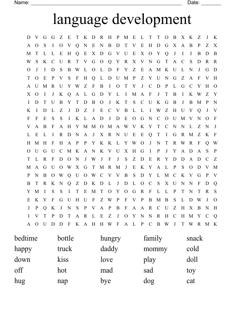 language development  Word Search
