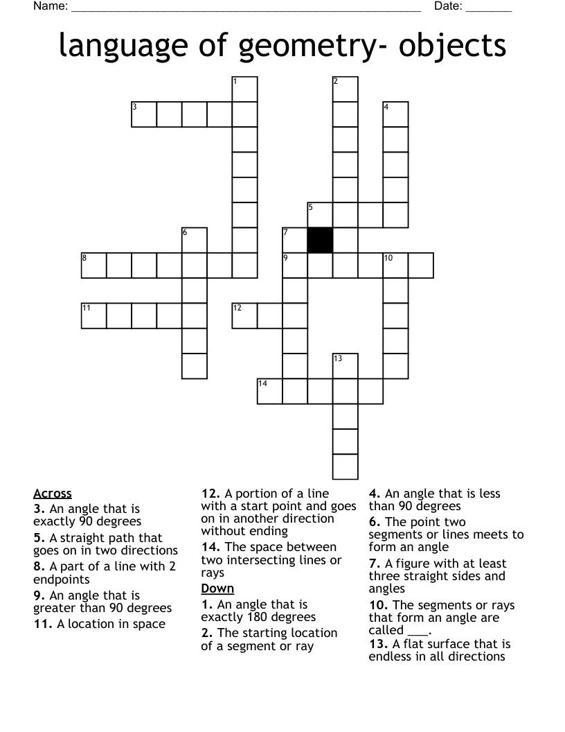 language of geometry- objects Crossword