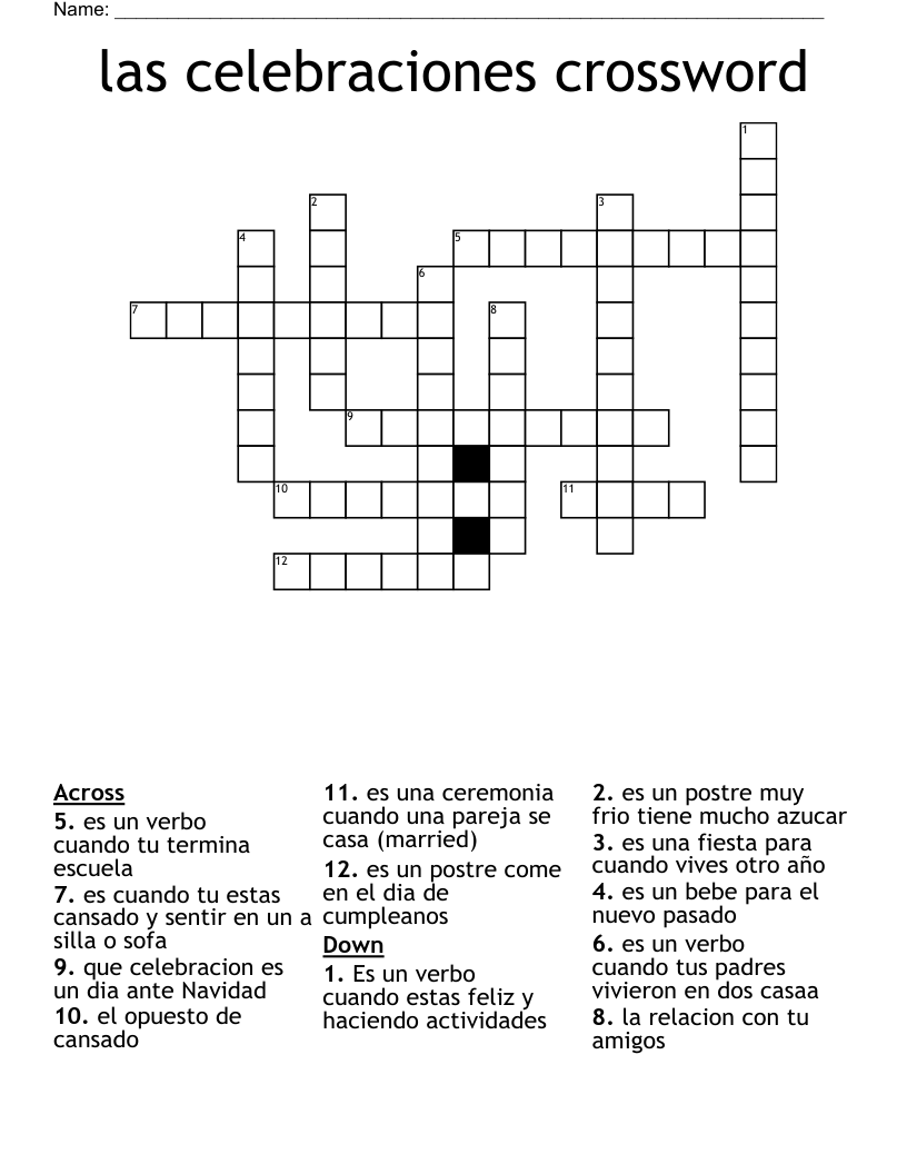 las celebraciones crossword