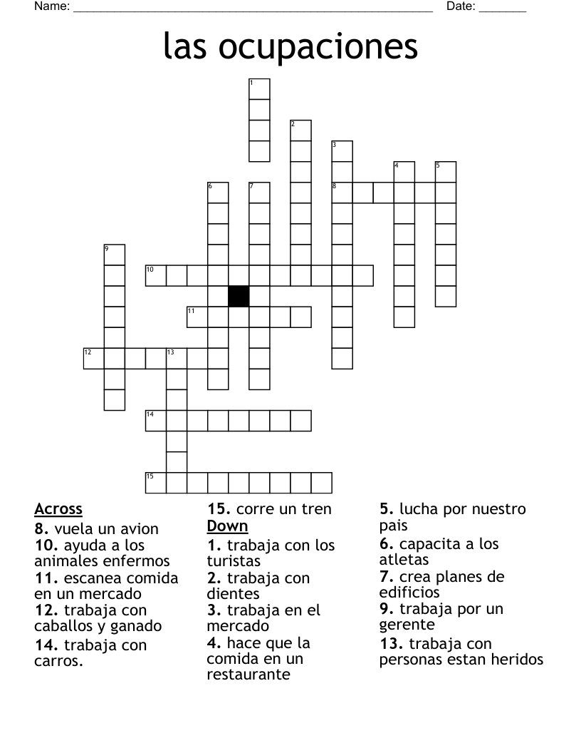 las ocupaciones Crossword
