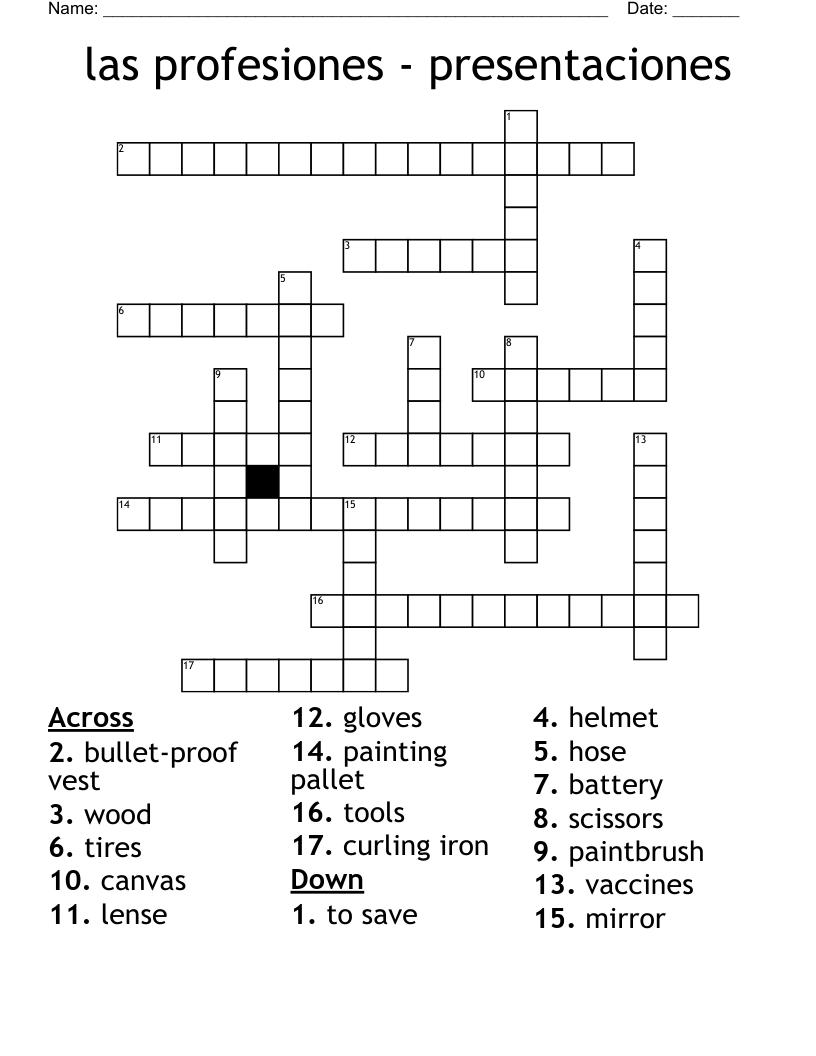 las profesiones - presentaciones Crossword
