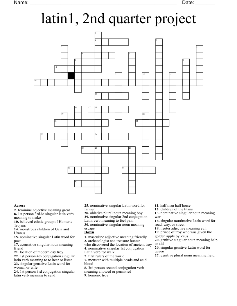 latin1, 2nd quarter project Crossword