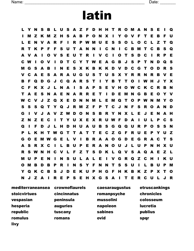 latin Word Search