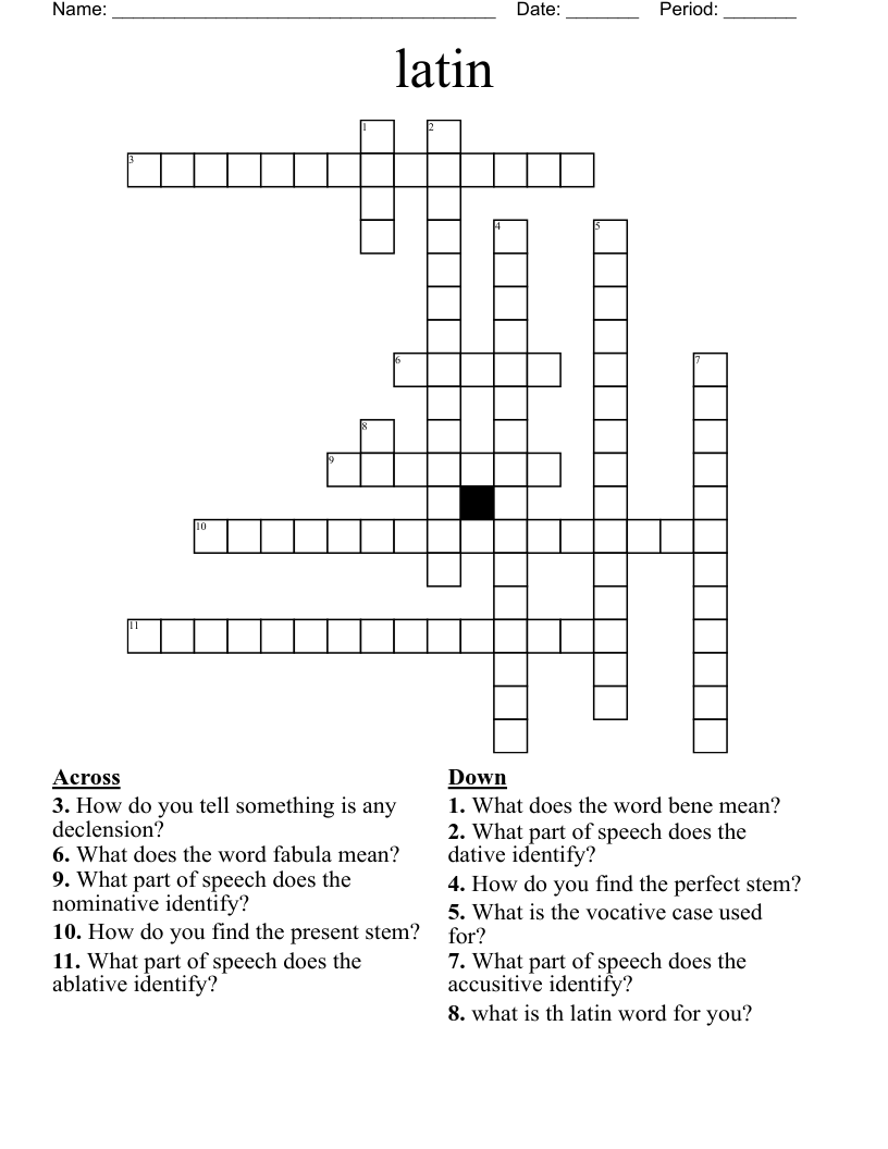 latin  Crossword