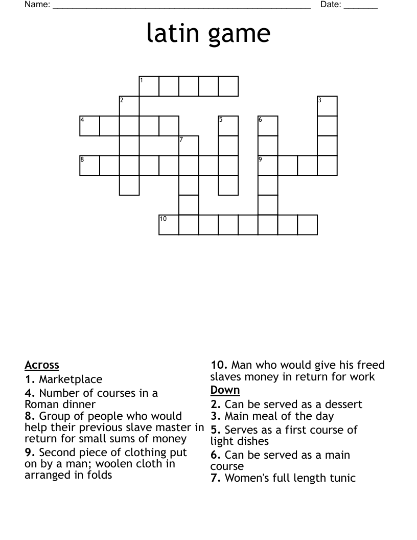 latin game Crossword