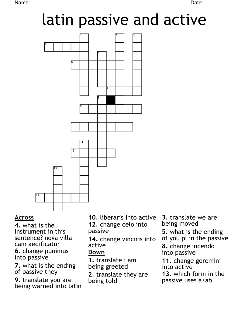 latin passive and active Crossword