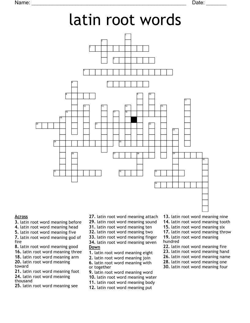 latin root words  Crossword