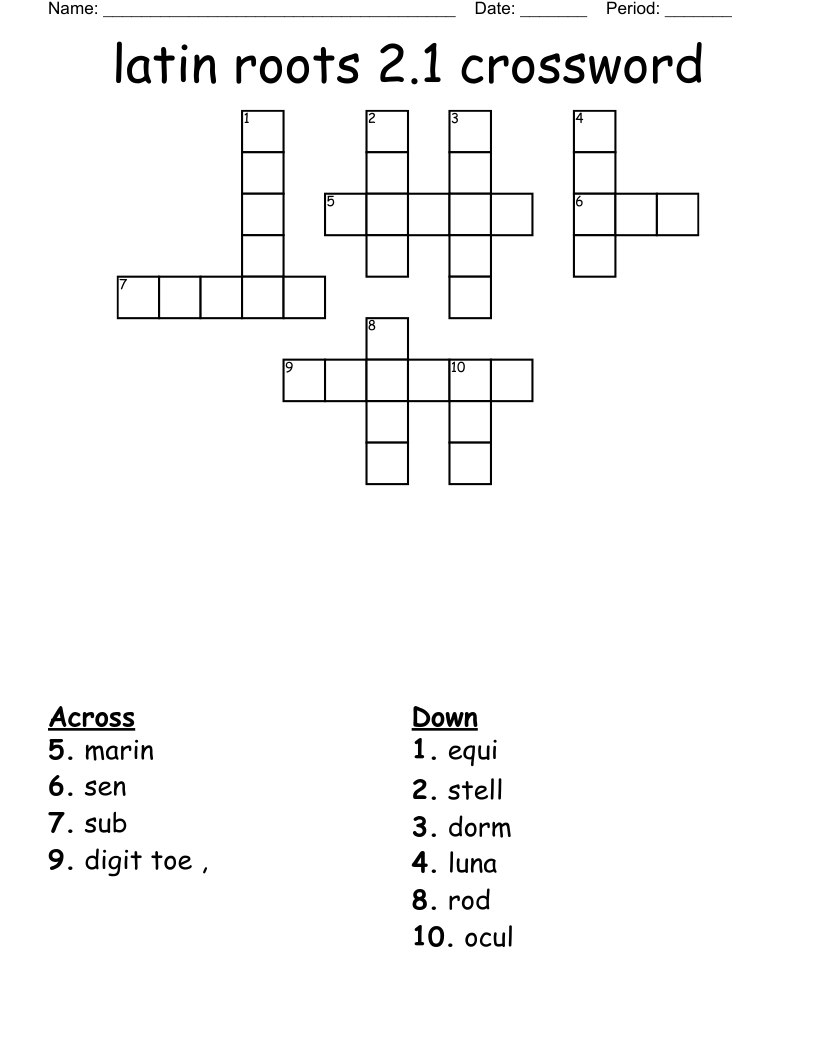 latin roots 2.1 crossword 