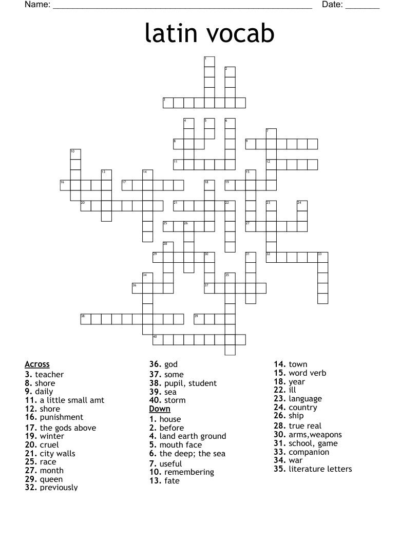 latin vocab  Crossword
