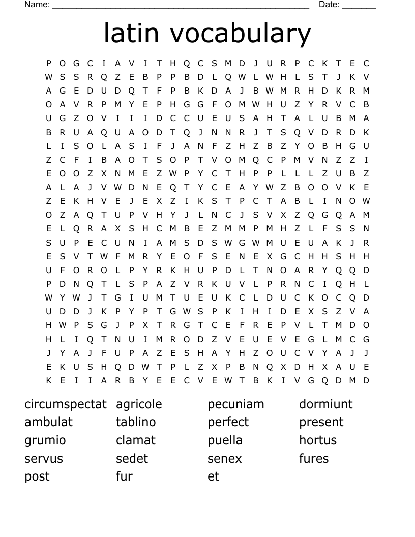 latin vocabulary Word Search