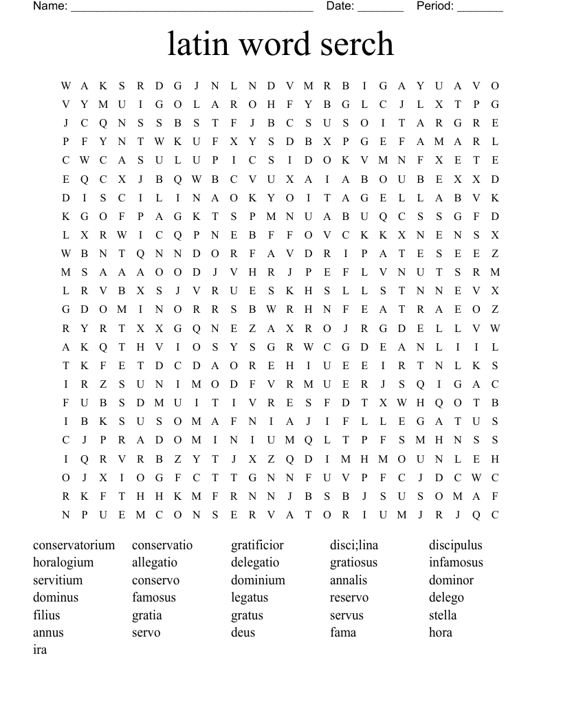 latin word serch Word Search