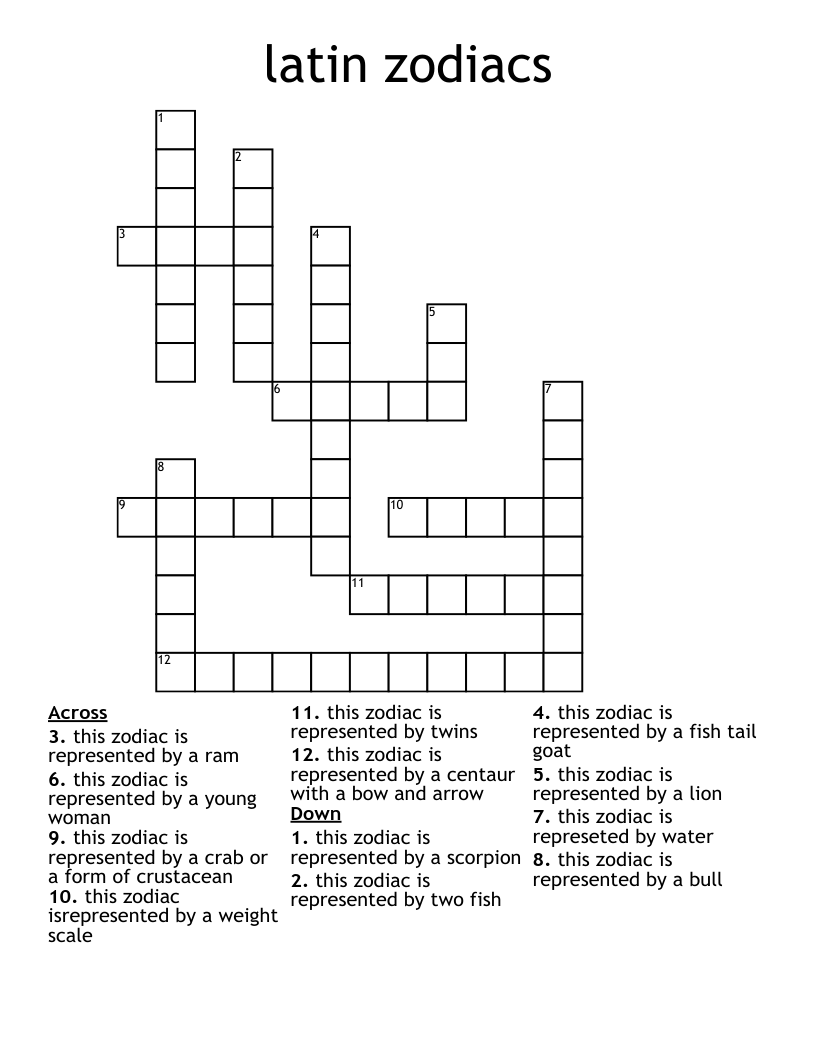 latin zodiacs Crossword