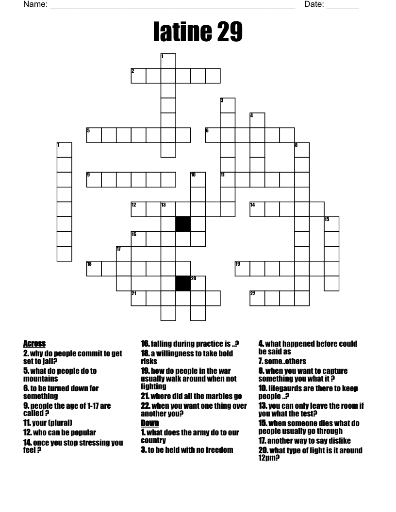 latine 29 Crossword