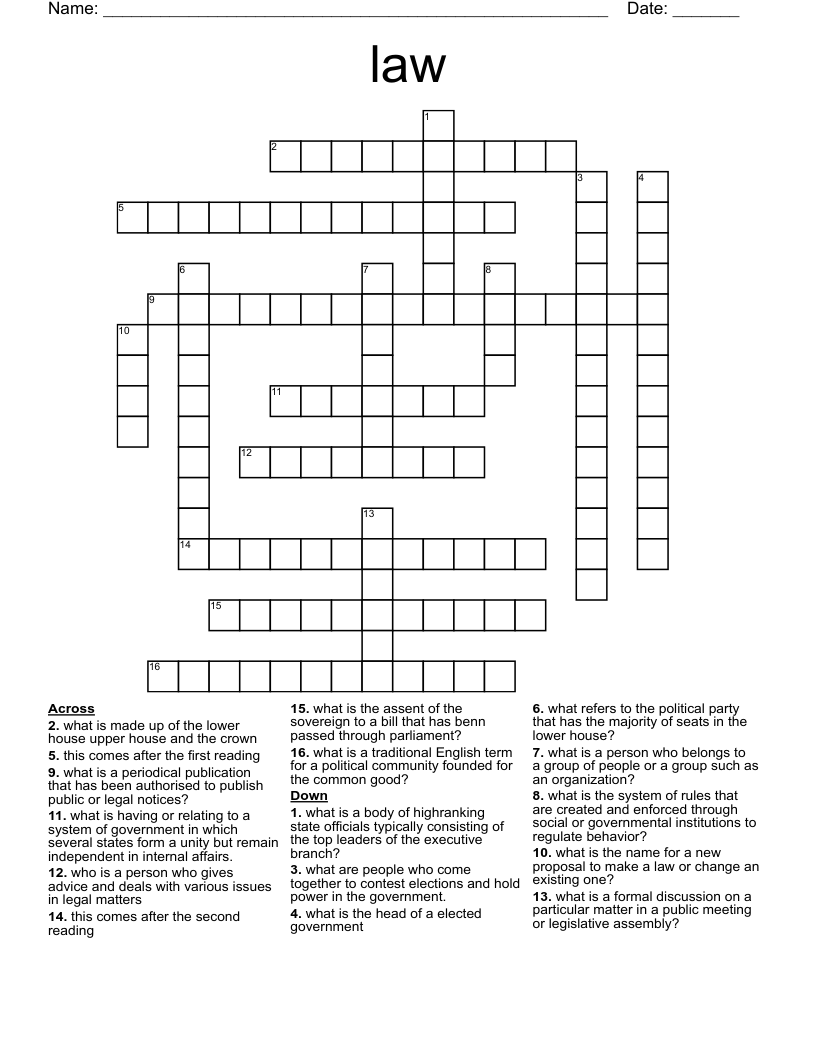 law Crossword