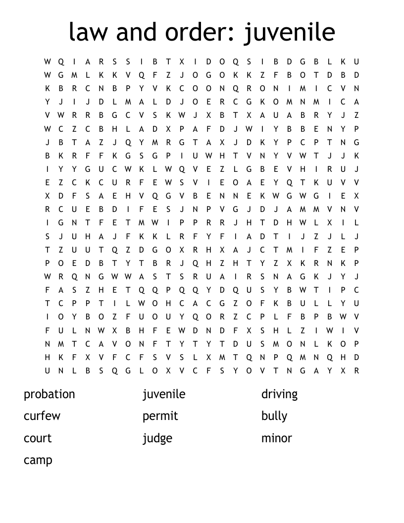 law and order: juvenile Word Search