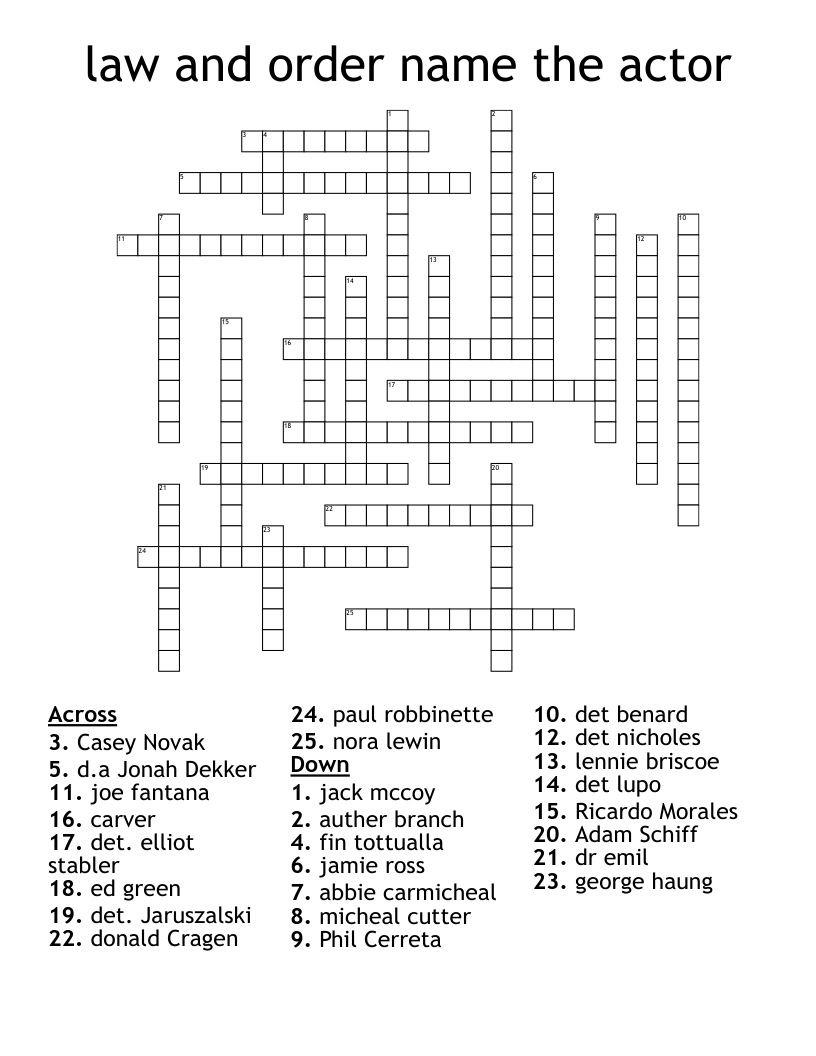law and order name the actor Crossword