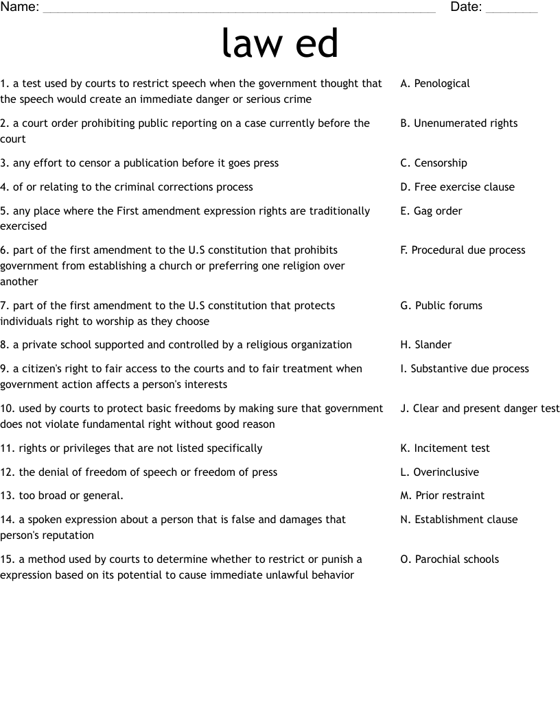 law ed  Worksheet