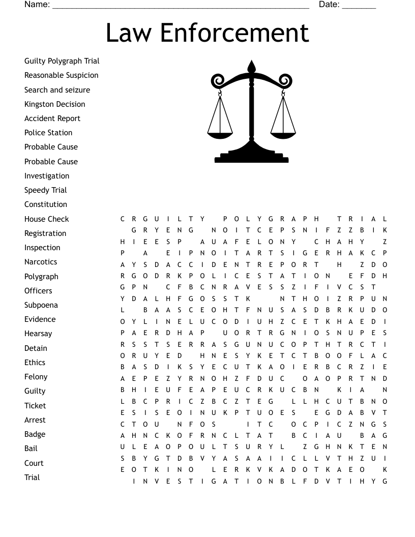 Law Enforcement Word Search