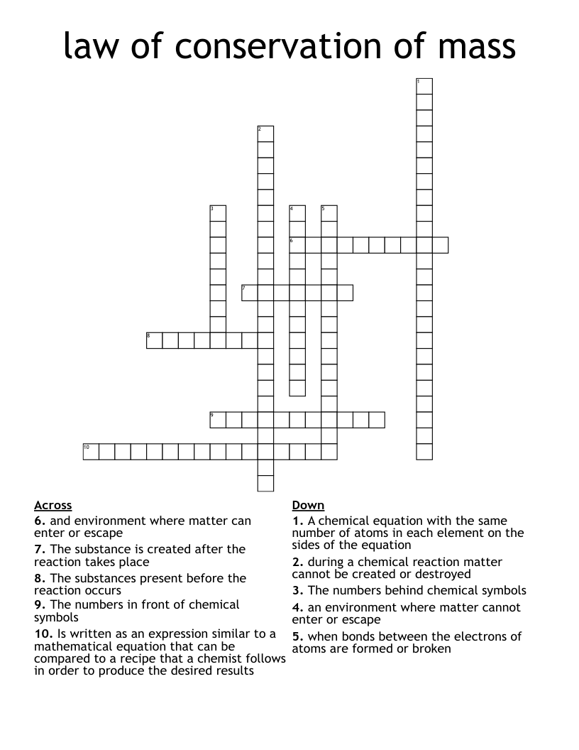 law of conservation of mass Crossword