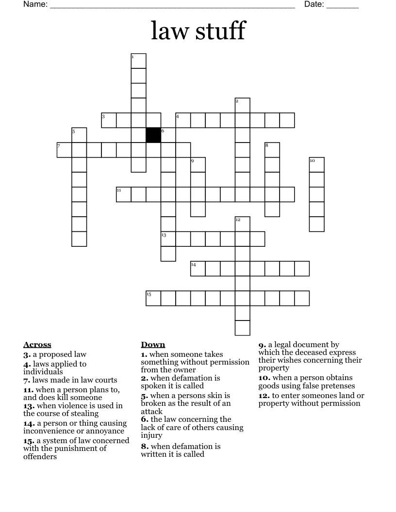 law stuff Crossword
