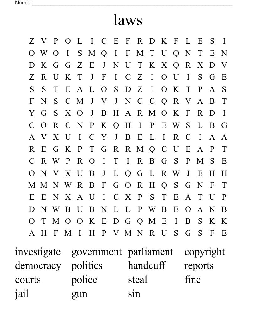 laws  Word Search