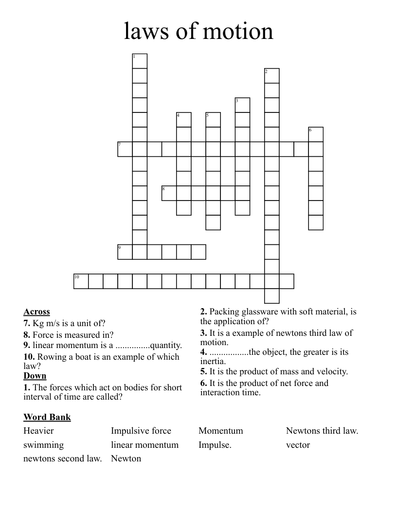laws of motion Crossword