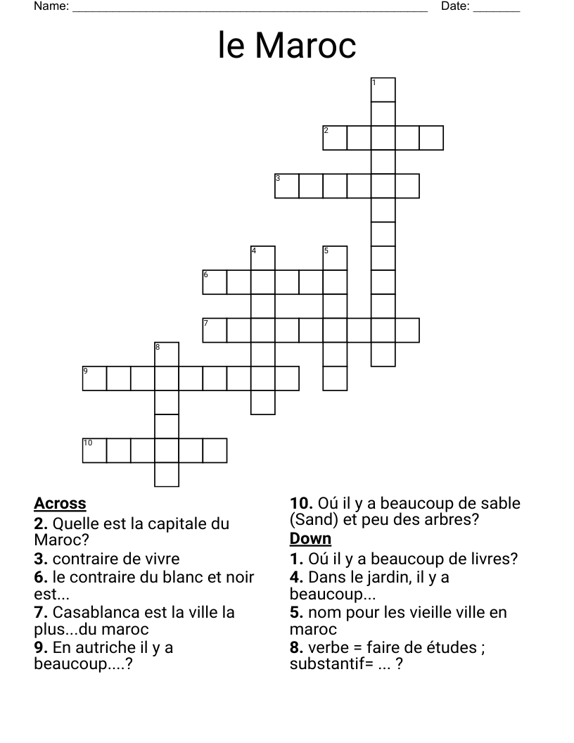 le Maroc  Crossword